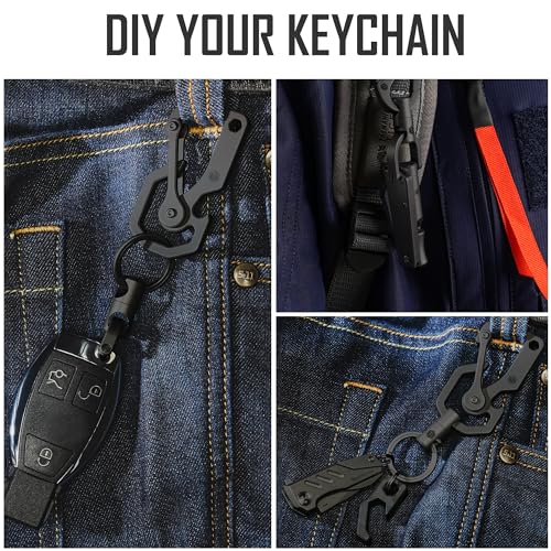 [KeyUnity] KM13BK Titanium Key Ring Connector 360 Degree Rotation Titanium Car Key Holder for Men Smart Key Anti-Loss Small Lightweight with Key