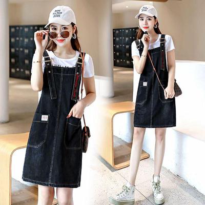 2026 Spring/Summer Fashion: Women's Denim Overalls Dress Two-Piece Set - Age-Reducing Style Skirt