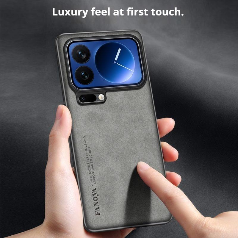 Frosted PU-Leather Funda for Xiaomi 17 Pro Max 17Pro Case Matte Anti-Shock Hard Plastic Skin Shockproof Back Cover