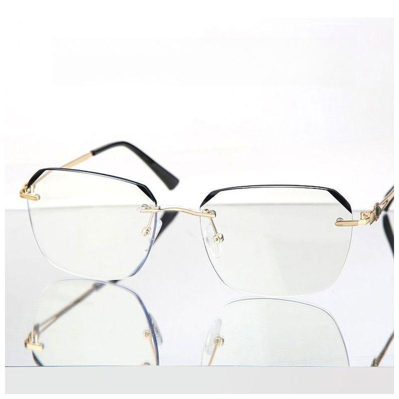 New Frameless Fashionable Presbyopia Glasses Men Women HD Anti Blue Light Metal Reading Glasses