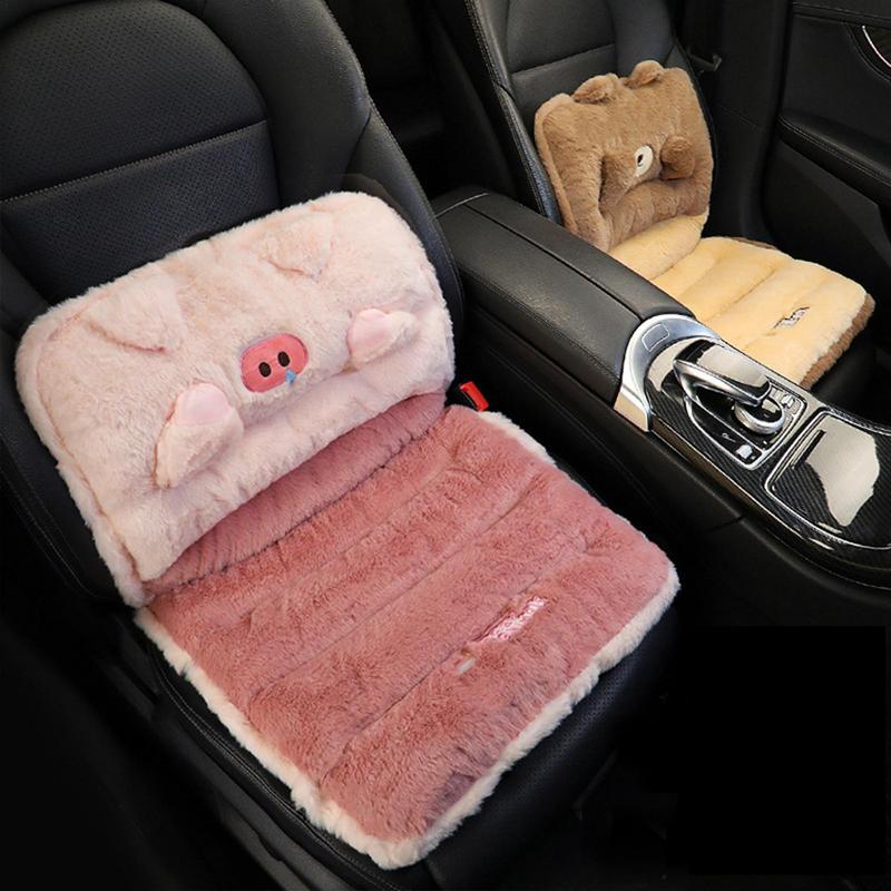 For  Auto Plush Car Seat Cushion Set Cartoon Front Warm Seat Cushion Set Comfort Seat Protector Pad Winter Protector For Truck
