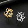 Cazador Flower Filigree Rings Stainless Steel Aesthetic Open Finger Rings for Women Jewelry Mother's Day Gift New Waterproof