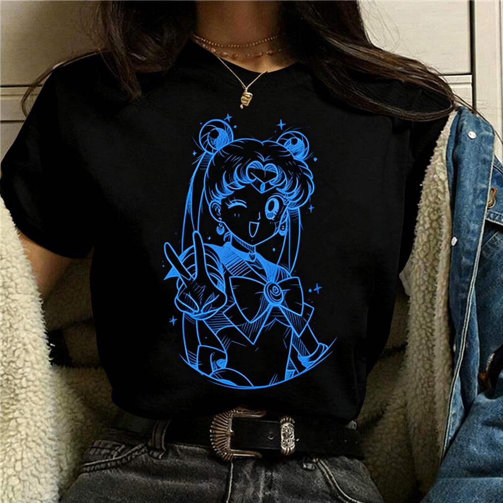 2026 Summer Sailor Moon Retro 90s Anime Graphic T Shirt Cotton KidsUnisex Women Tee Streetwear Casual Trend Short Sleeve Couple