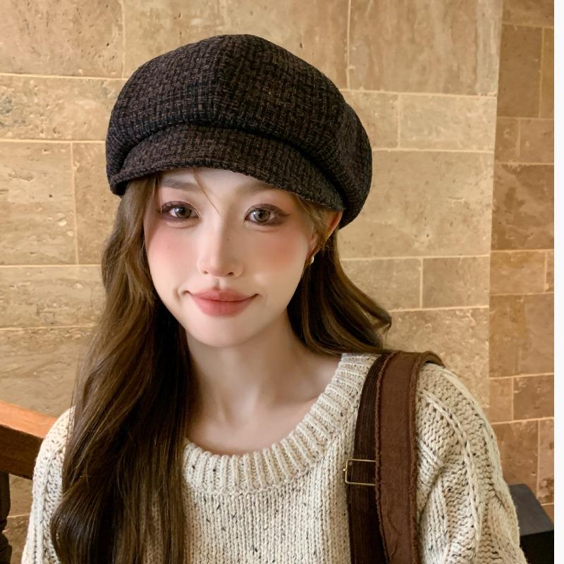 

1 шт. Женский классический берет, Осень Зима Теплый Удобный Цветной Рельефный Берет, Подходит для Отдыха на Открытом Воздухе One Size чёрный