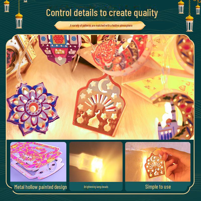 Middle Eastern Festival Gold Iron LED String Lights for Room Decor