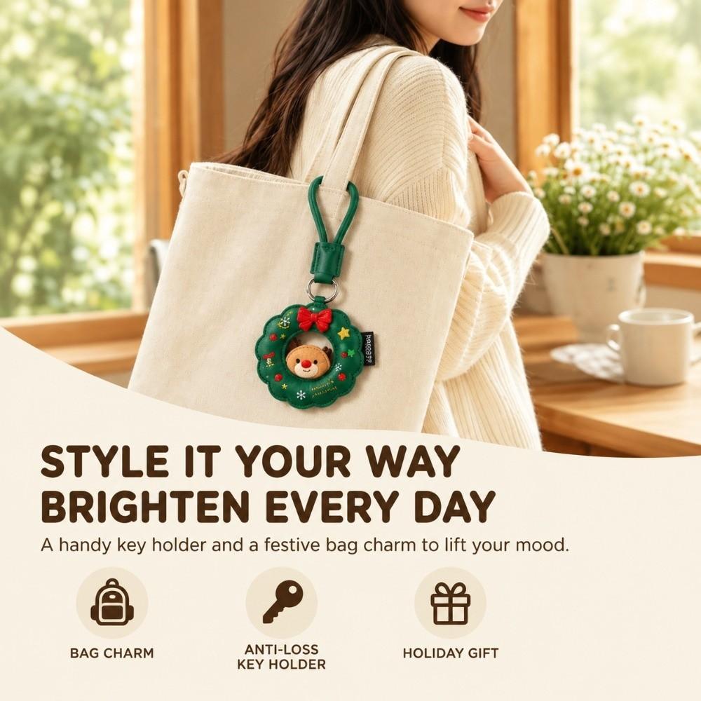 Lightweight Leather Keychain PU Leather Holiday Keyring Holiday Bag Charm Couple Holiday Gift