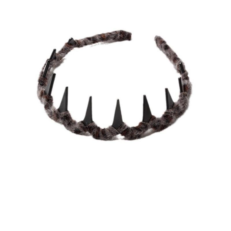 Sweet and Cool Leopard Print Spiked Wavy Hairband for Fluffy Face Wash and Hair Compression, Anti-slip Headband