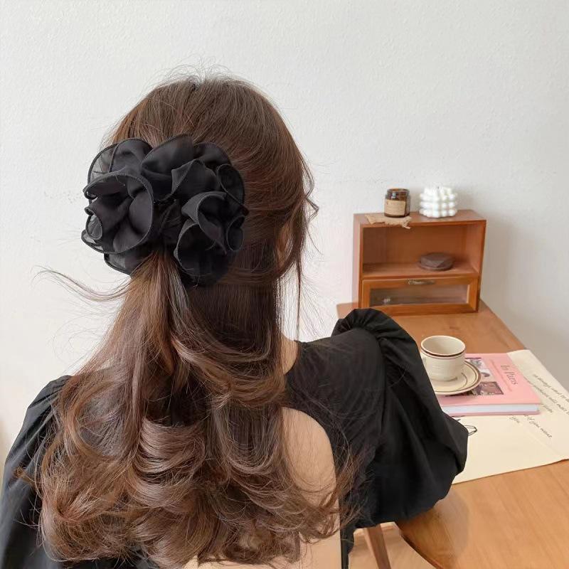 Korean Large Floral Design Hair Clip - Summer Shark Clip for Women