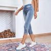 Women Denim Jeans Drawstring Waist Calf-Length Stretch Jeans Skinny Slim Pencil Pants