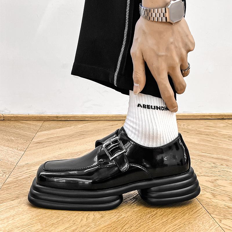 Fashion Shoes for Men Square Head Casual Leather Shoe British Style Derby Shoe Leather Men Loafers Shoes High Quality Casual Men Shoes