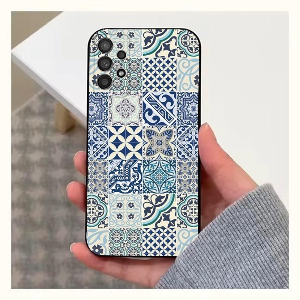 

M-Moroccan Tile Phone Case For Samsung S25,S24,S23,S22,S20,S21,S10,Ultra,Plus,Lite,FE,Soft Silicone Black Cover Samsung S21 5G
