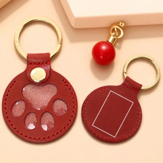 Paw Shaped Keychain Faux Leather Dog Hair Storage Keychain Transparent Pet Hair Souvenir Refillable Keyring Memorial Gift