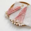 2pcs Ancient-style Tassels Beaded Keychain Handmade Bag Hanging Rope Crystal Pendant DIY Jewelry Accessory Multi-color