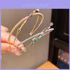 Copper Zirconia Geometric Bangle Bracelet With Vintage Finish For Fashionable Office Wear