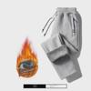 Men's Thickened Fleece-Lined Drawstring Pants for Autumn and Winter