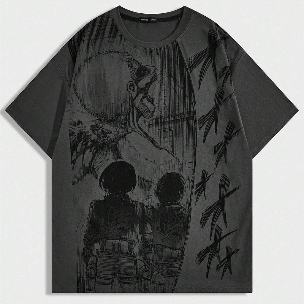 ROMWE X Attack On Titan Men Skull Print Tee