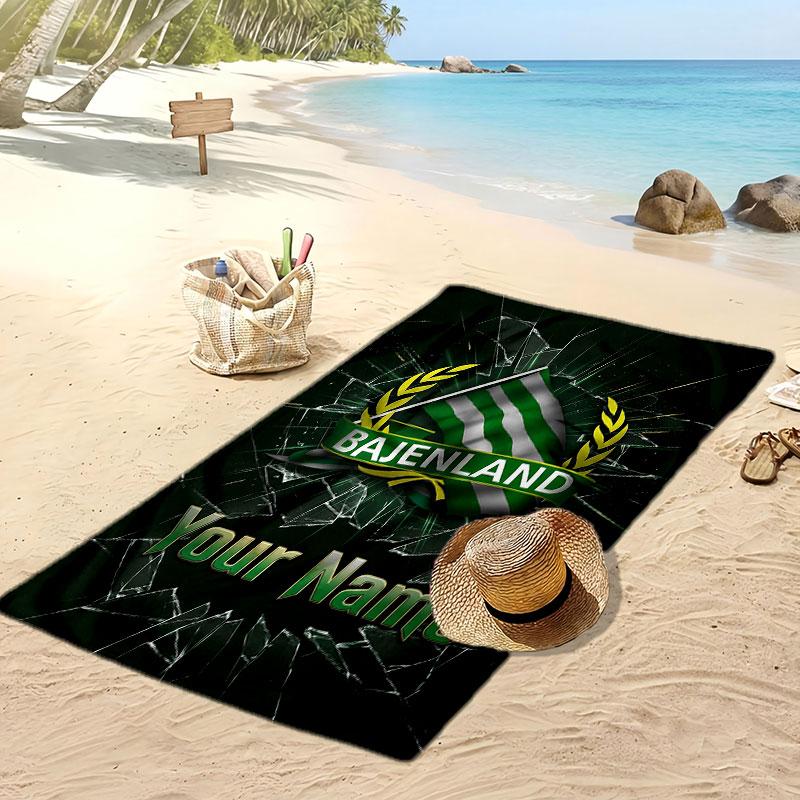 Hammarby Gepersonaliseerde Bedrukte Strandlaken Voetbal Logo Steun Aangepaste Naam Tekst Absorberende Handdoek Voor Sport Reizen Speciaal Cadeau
