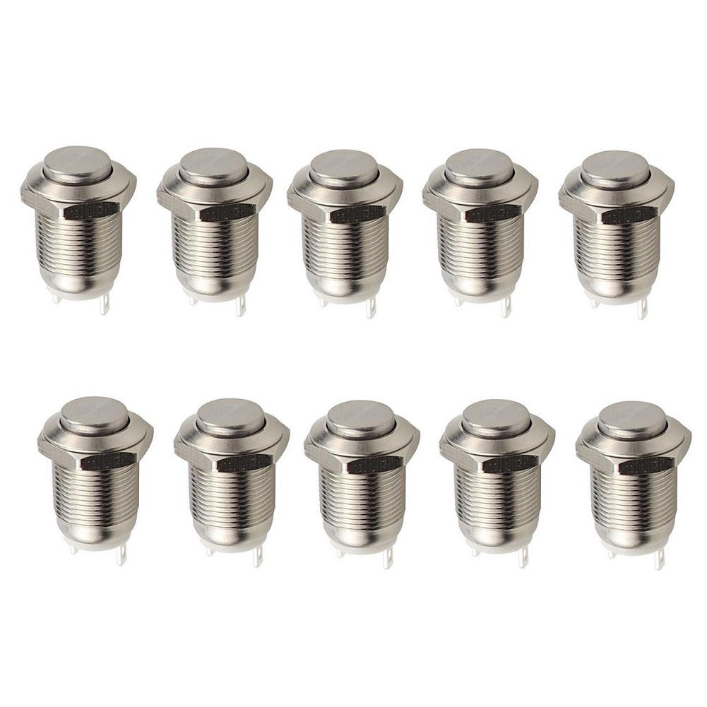 12mm Push Button Metal Momentary Switch Nickel-plated Brass Material Stainless Steel Construction Waterproof Protection