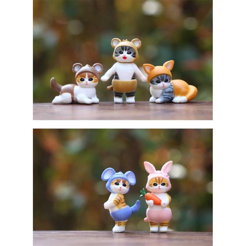 Cat Action Figure Model Collectible Toy With Bunny Ears Cute Animal Gift Decor