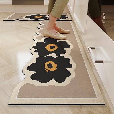 Light Luxury Simple Kitchen Floor Mat Fashionable Flower Anti-Oil, Non-Slip And Dirt-Resistant Bathroom Door Mat