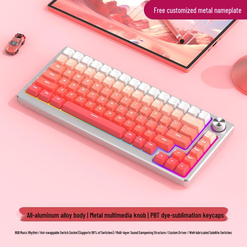83-Key Aluminum RGB Wired Custom Mechanical Keyboard for Gaming and Office