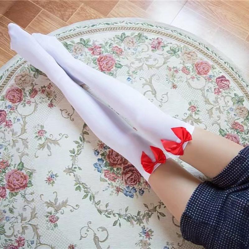Women Socks Japanese Style Sexy Knee High Socks Medias Cosplay Bow Long Stockings Black White Girls Student School Socks