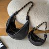 Echte Lammleder Halbmond-Schultertasche Damen Vintage-Stil Großes Fassungsvermögen Pendler Mit Kettenriemen