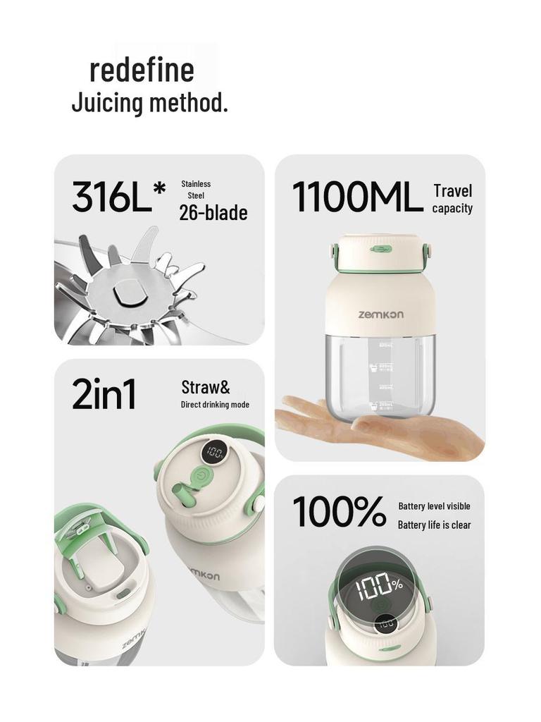 Portable Wireless Multi-Functional Juicer with Type-C Socket