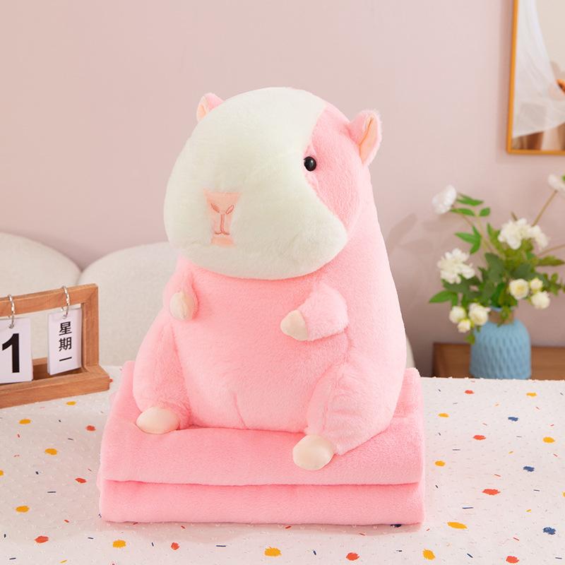 Cute hamster nap pillow quilt car throw pillow quilt dual-purpose cushion quilt large pillow coral fleece air conditioner blanket