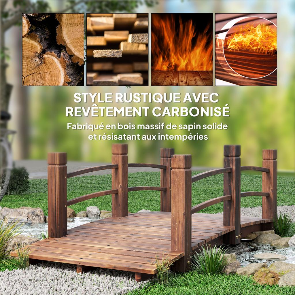Garden Bridge - Pond Bridge - Wooden Footbridge - Garden Decoration 152.5L X 67W X 48H Cm - Wood of