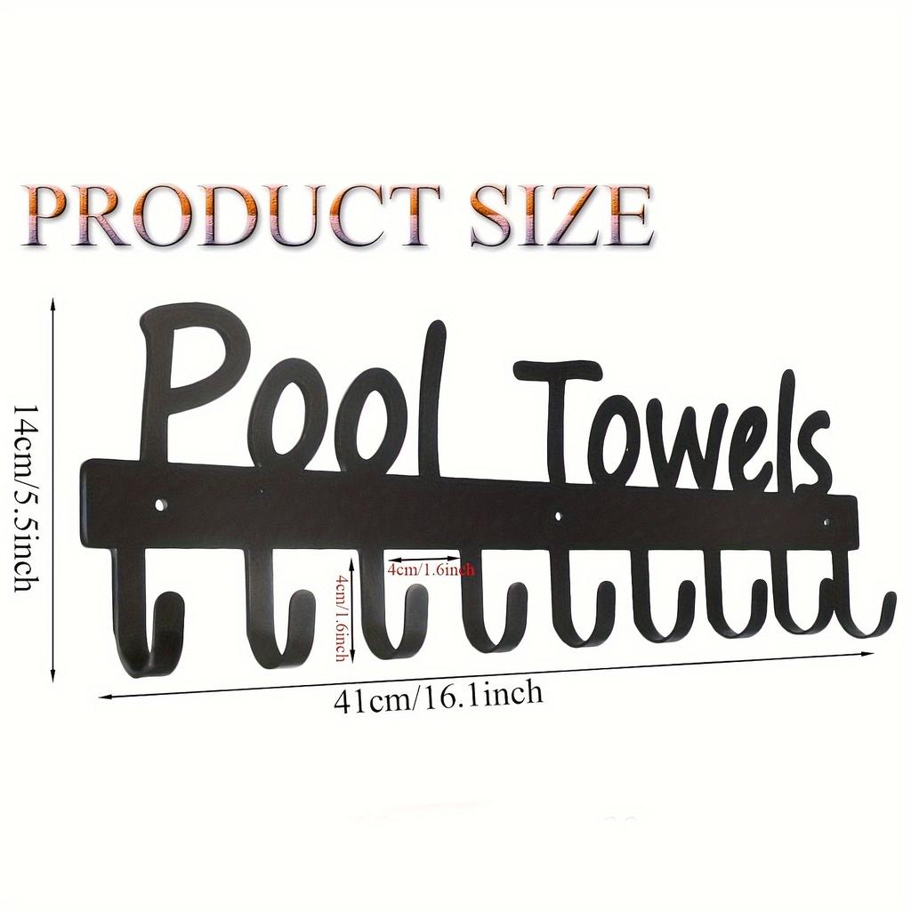 9 Hooks Rust Resistant Metal Wall Mount Robe  Towel Hooks  Contemporary Design for Pool Towels, Outdoor Use, Hanging Bathrobes Clothes