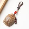 Handmade Green Sandalwood Woven Retro Keychain with Star & Moon Pendant