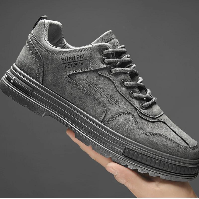 Fashion Man PU Leather Sneakers Shoes Men Autumn Outdoor Casual Trendy Leisure Male Designers Low Help Lace-up Platform Walking Footwear