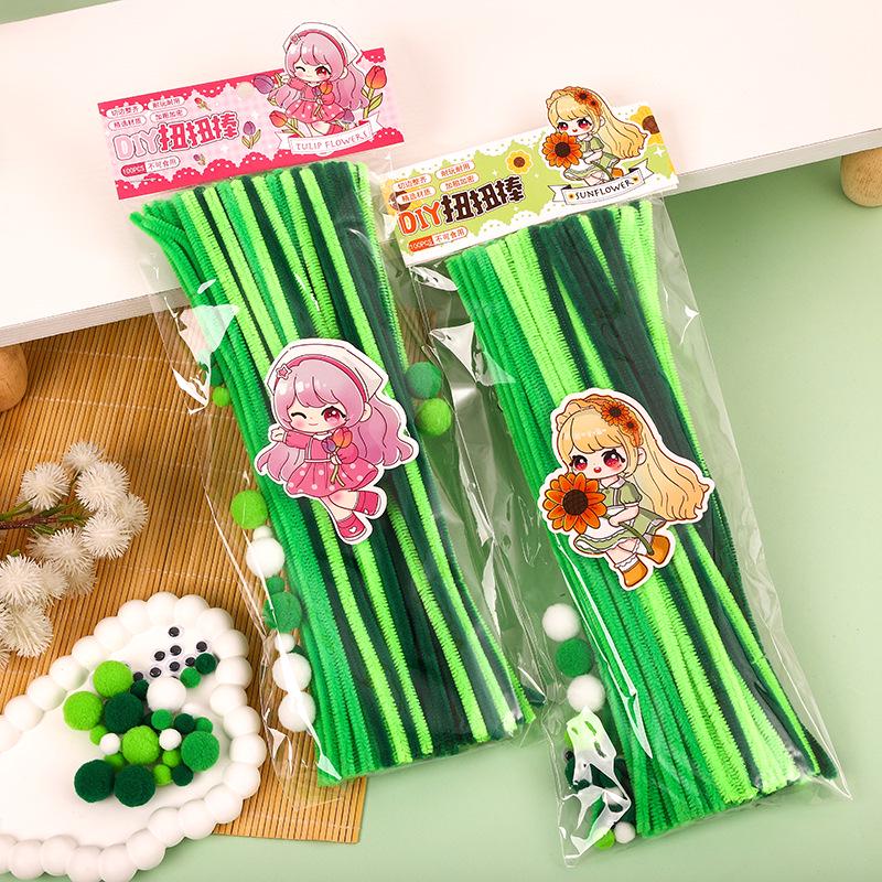 100-Pack Eco-Friendly Glitter Pipe Cleaners - DIY Educational Tinsel Chenille Stems for Kids