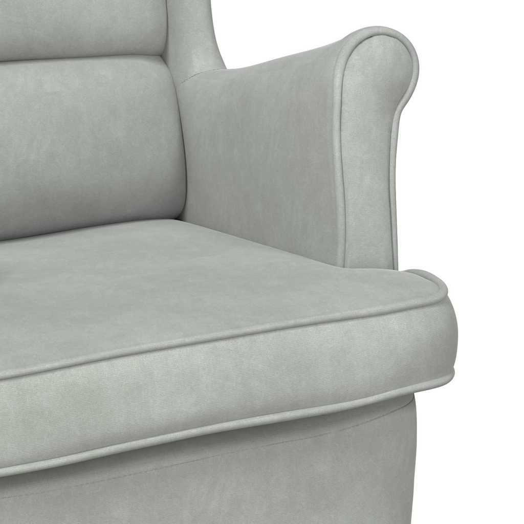 Armchair Light Grey Velvet