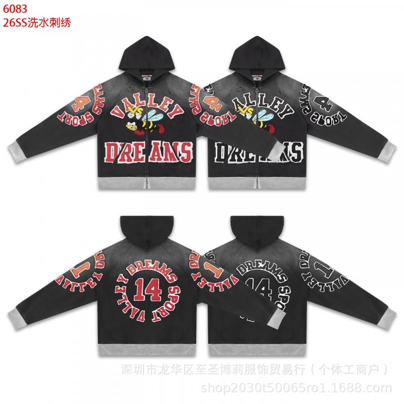 Americká Vintage Volná Mikina s Výšivkou a Kalhoty Širokého Střihu Set Pro Dospívající Ležérní Streetwear
