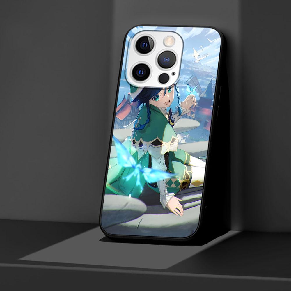Genshin Impact Barbatos Case for Apple iPhone 14 11 7 SE 2020 8 X XS 13 12 Mini XR 15 Pro Max Silicone Black Soft Phone Cover