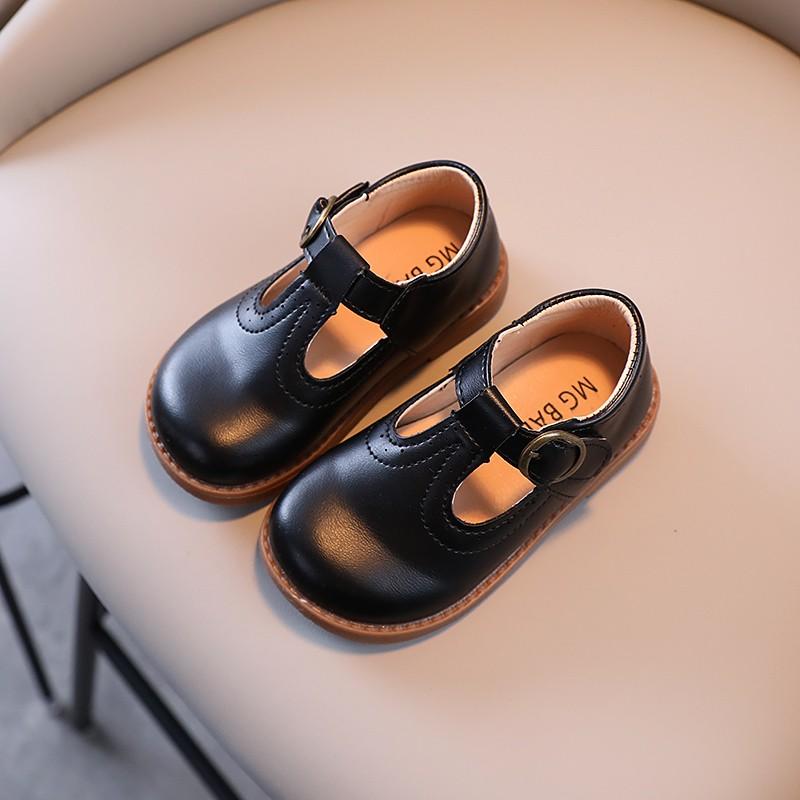 Scarpe in Pelle per Bambini Piccoli Opache Carine Classiche Scarpe Piatte per Bambini con Cinturino a T 21-30 Colore Unico Traforate Unisex Mary Janes per Bambino