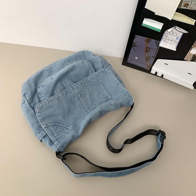 Джинсовая сумка мужская большая вместительная сумка через плечо студенческая сумка — фото 8