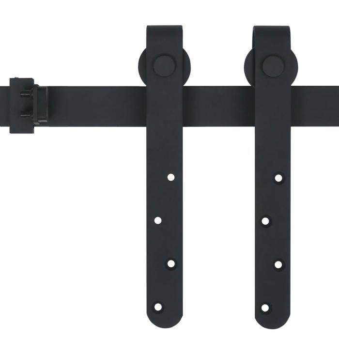 Sliding Cabinet Door Kit - vidaXL - 183 Cm - Carbon Steel - Black - Sliding To the Left