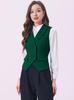 Allegra K Women's Elegant Double-Breasted Sleeveless Suit Vest in Dark Green, Size M
