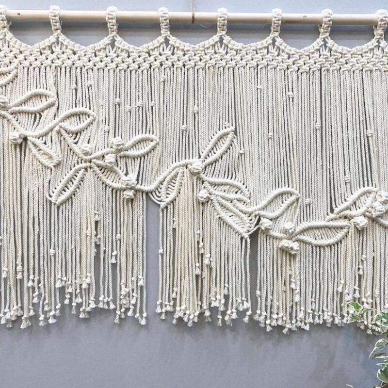 Boho Ručne Tkaná Bavlnená Makramé Nástenná Tapiséria (Bez tyče)