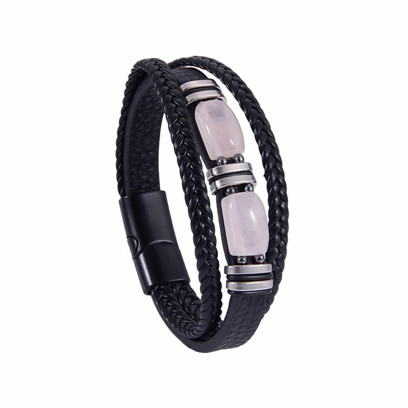 Tiger's Eye Stone Bracelet Men's Multi-layer Rope Leather Bracelet Stone Bracelet Magnet Buckle Bracelet Men's Jewelry