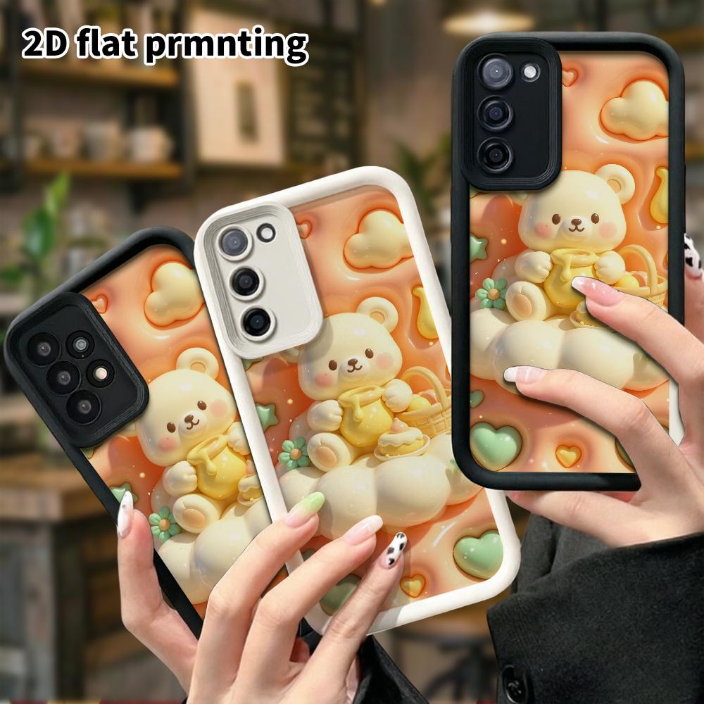 Phone Case: 2D flat, fits Samsung Galaxy A34 A35 M05 M06 S20 S22 S21 FE Plus 5G, peach honey little white bear, perfect Christmas and Halloween holida