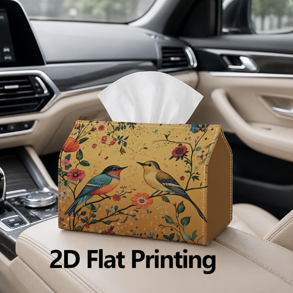 1pc, 2D Flat Printing, Tissue Box with Beautiful Bird And Flower Pattern, Suitable for Napkin Storage In Cars, Kitchens, And Restaurants, Home Decorat