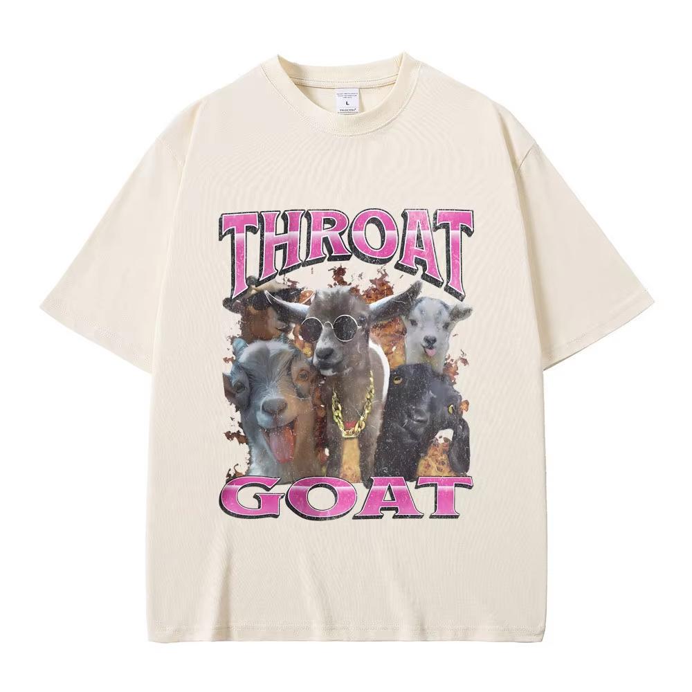 Lustiges Throat Goat Grafikdruck T-Shirt Herrenmode Oversized Streetwear Herren Damen Freizeit Hohe Qualität Reine Baumwolle Kurzarm