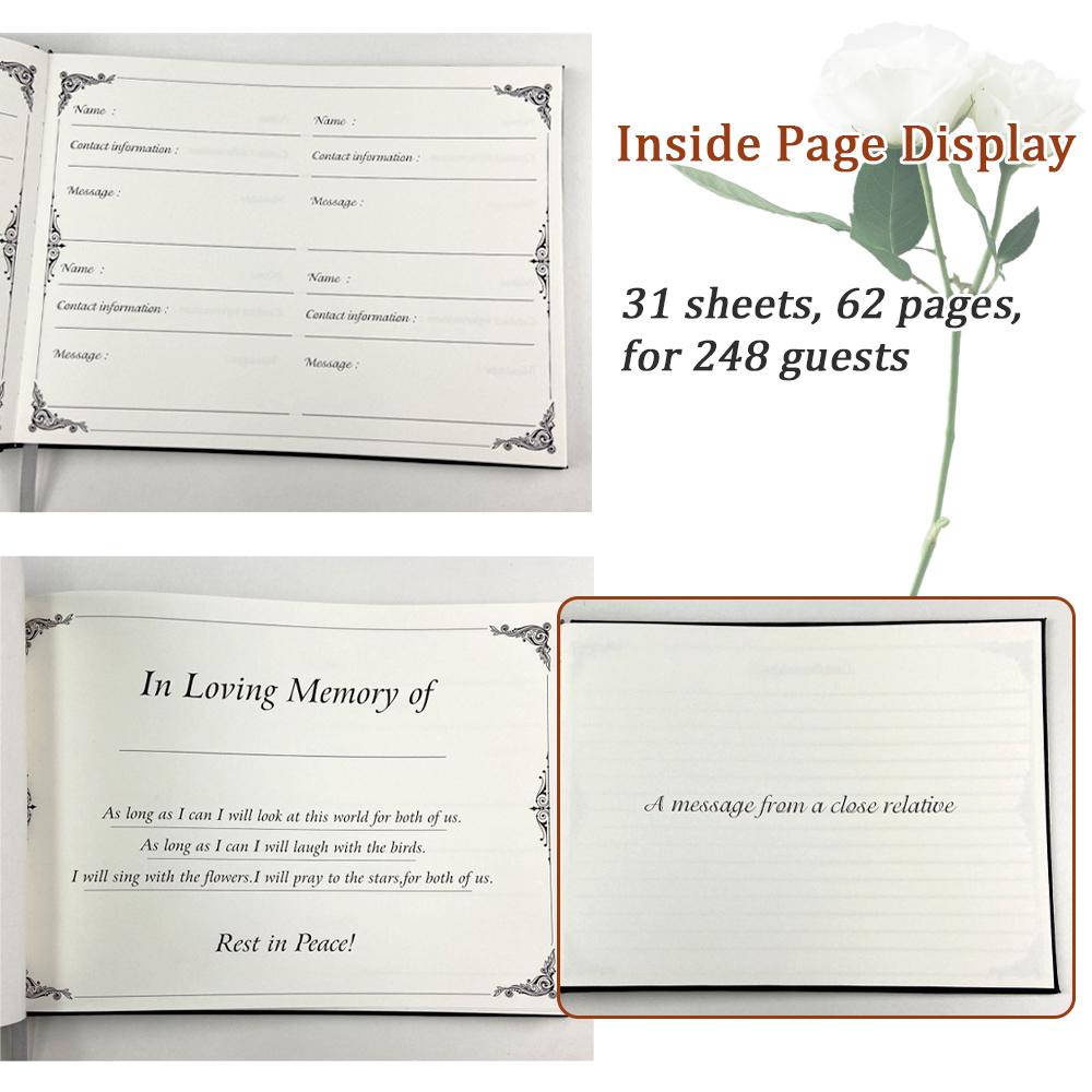Libro de Firmas para Invitados al Funeral Firma Libro de Registro de Asistentes al Funeral Libro de Mensajes para la Recepción Celebración de la Vida Aniversario Servicio Conmemorativo Cariñoso