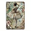1pc Aluminum Vintage Ballerina Tin Sign - Reusable, Pre-Drilled Wall Decor for Home & Bar - Shabby Chic, Waterproof, Weather-Res