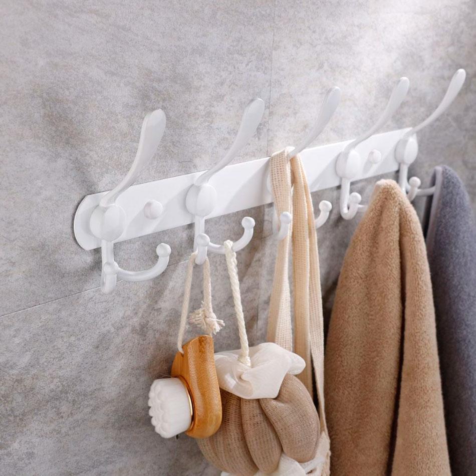 Black Door Hook Stainless Steel White Kitchen Lavatory Bathroom Bedroom Key Coat Clothes Towel Hanging Storage 5 Row Wall Hookss