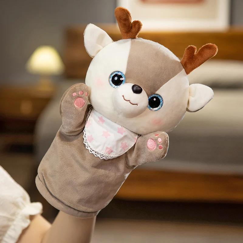 Funny Cute Cartoon Forest Animal Hand Puppet Plush Toys Soft Panda Sheep Kitten Deer Horse Toys Lovely Children Game Props